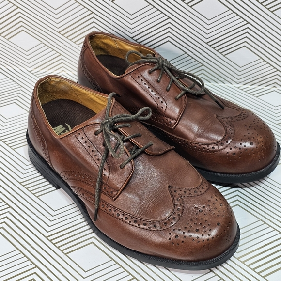 Drew Men\'s Brown Leather Orthopedic Shoes Clayton Oxford Wingtip Size 8.5 6E. main image 7